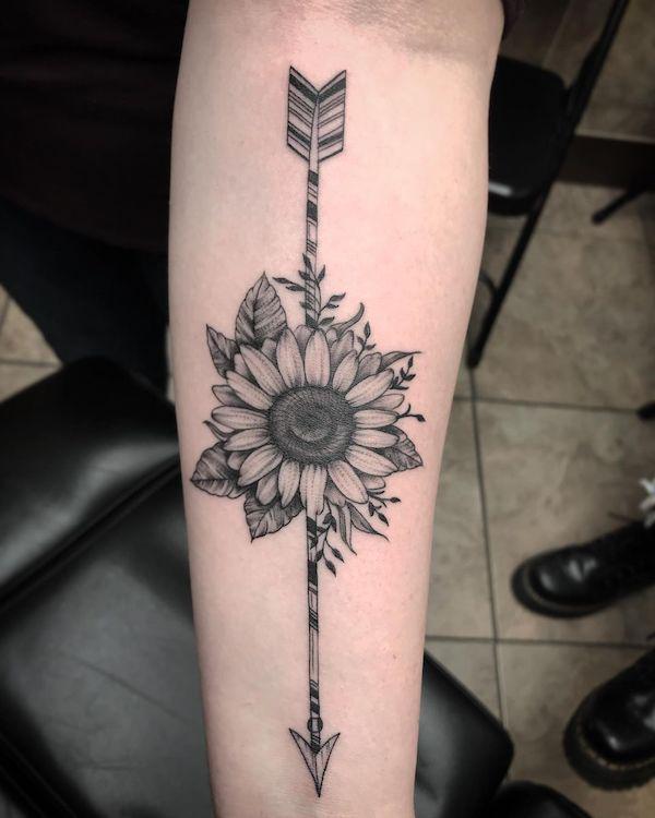 sunflower arrow tattoo