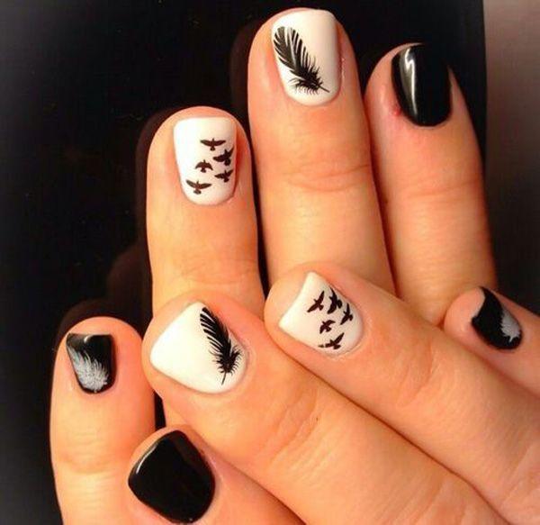 40+ Examples of Feather Nail Art | Art and Design