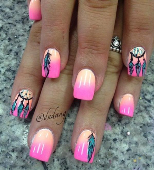 40+ Examples of Feather Nail Art | Cuded