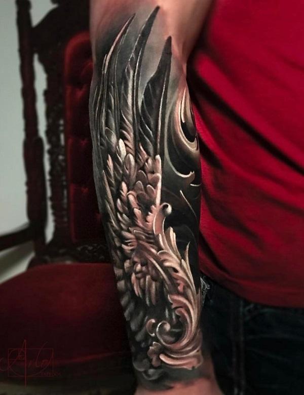 wing tattoo forearm