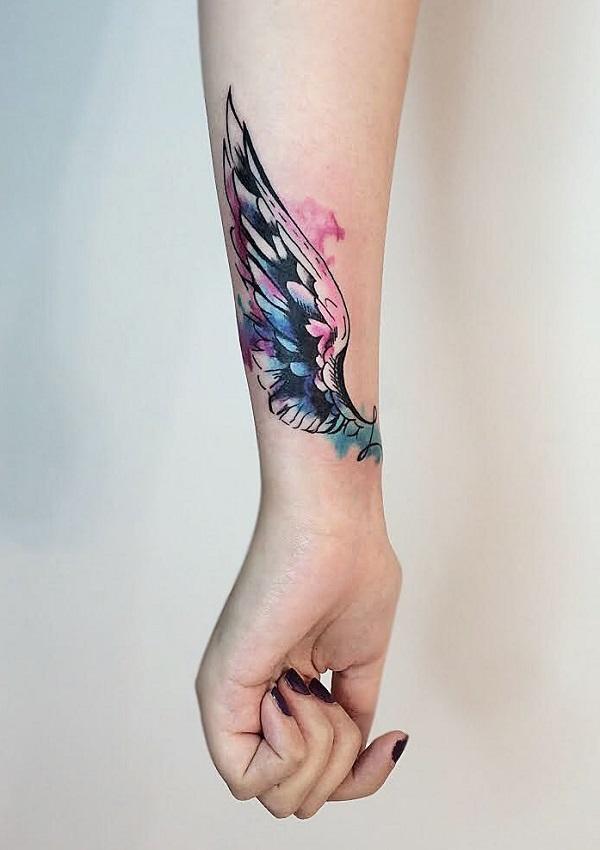 Fine Line Arm Tattoo Wings Motive · Creative Fabrica