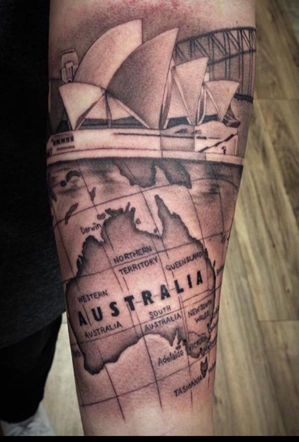Australia map tattoo