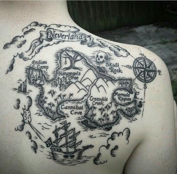 Peter Pan Neverland Map tattoo