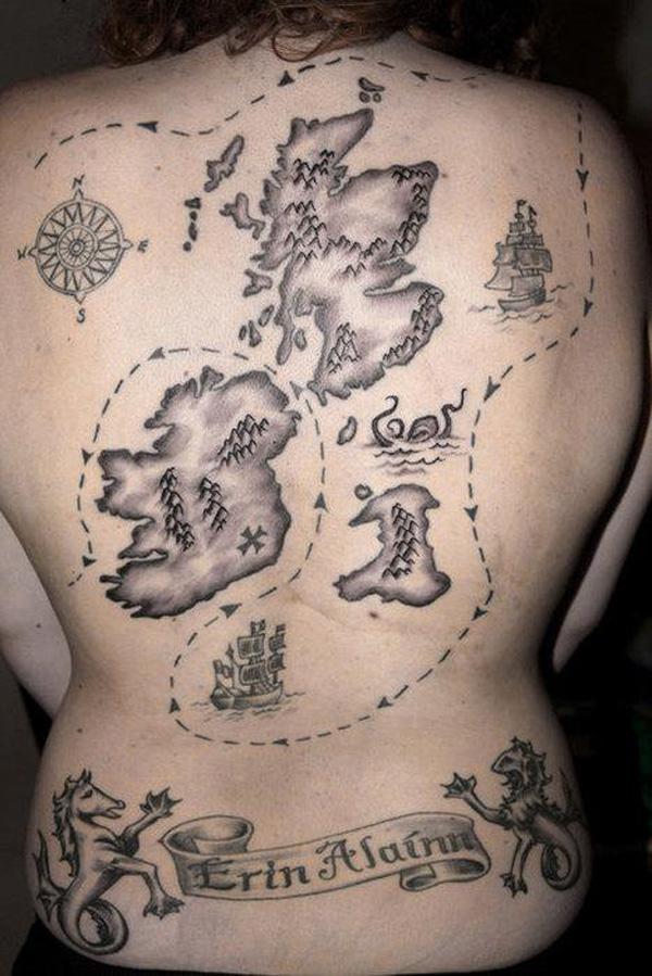 25 Awesome Map Tattoos Art and Design