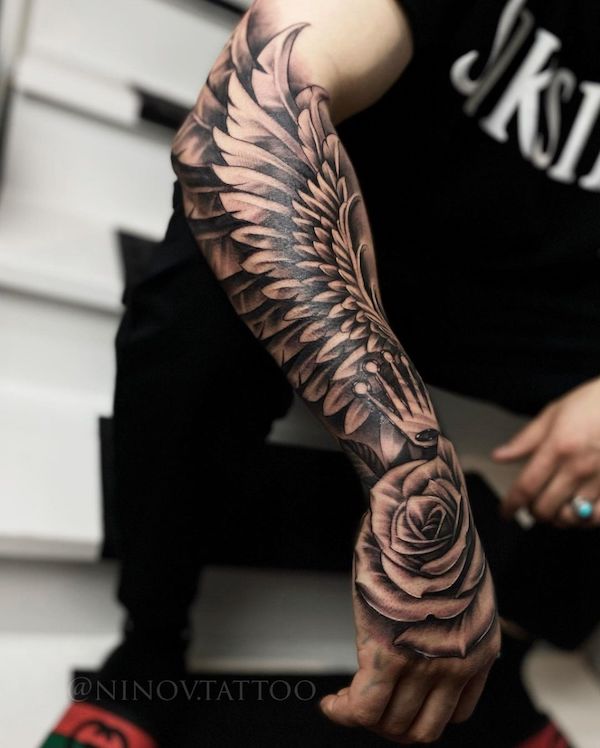 wing tattoo forearm