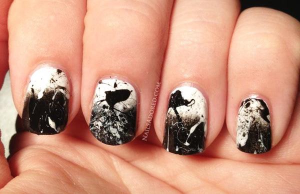 3 black and white nail art