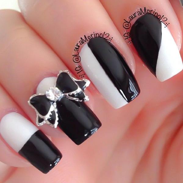 easy black and white nail art