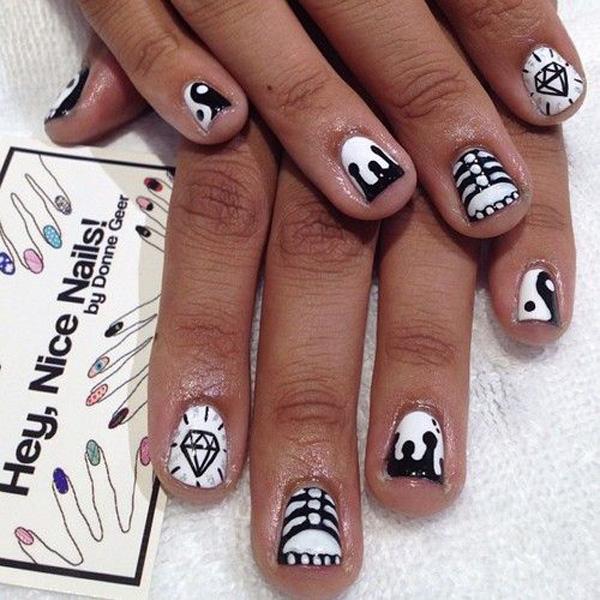 60 Examples of Black and White Nail Art | Cuded
