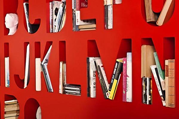 60 unique bookshelf design in alphabet shape