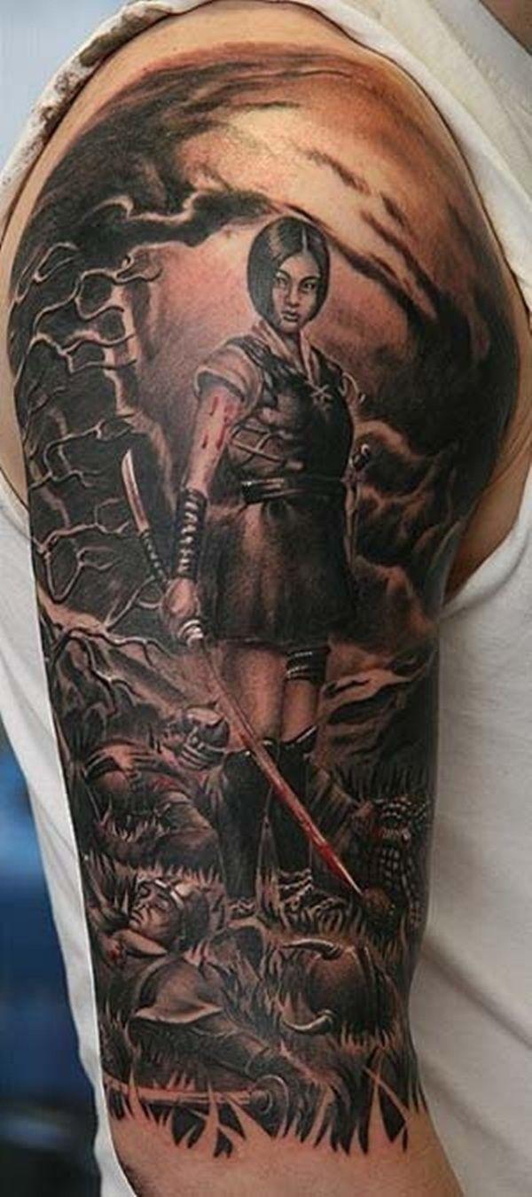 colored realistic viking warrior tattoo by Mario Rosenau: TattooNOW