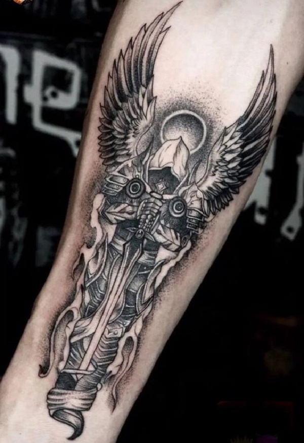warrior angel of god tattoo