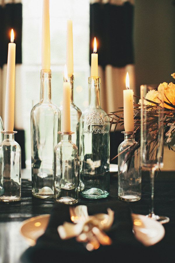 13 Wine bottle candle holders