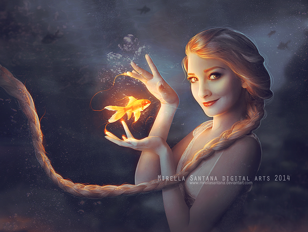 elsa_and_goldfish__version__by_mirellasantana