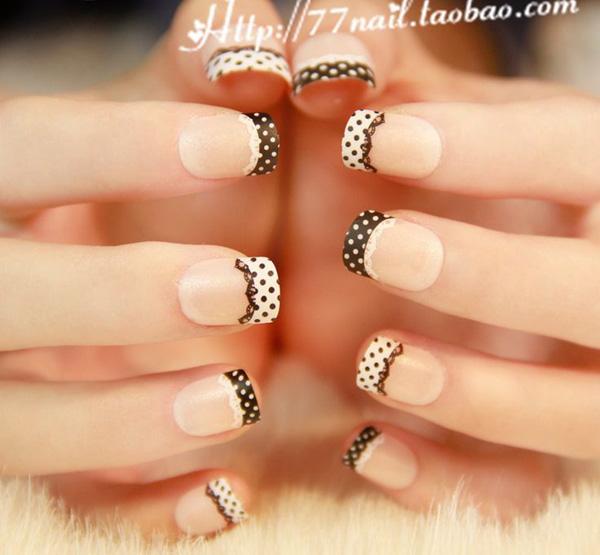 Lace French nail design