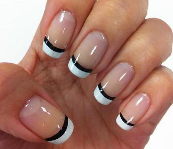 29 Pretty, Simple & Modern French Tip Nails : Black and White French Tips