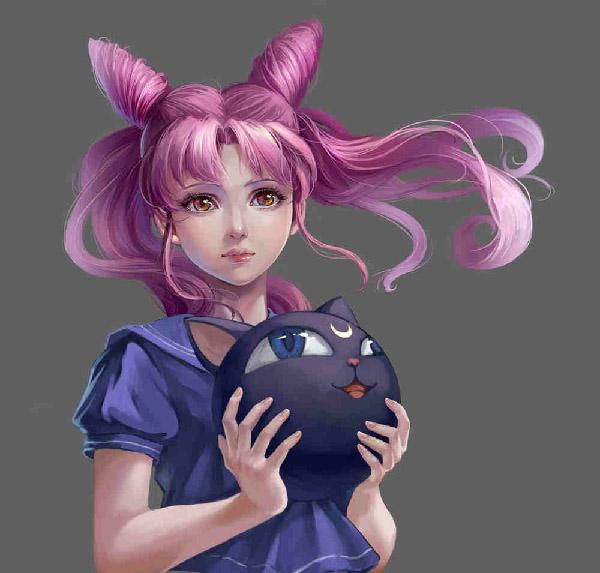 Looking a bit older than her Anime counterpart, Chibiusa here is drawn by 果子狸. This illustration gives us the feeling of how Chibiusa would look in real life after a few years.