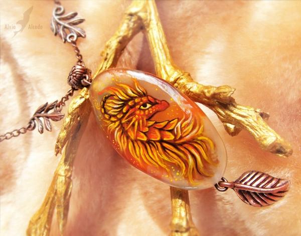Fire Dragoness Stone Necklace Painting by Alvia Alcedo