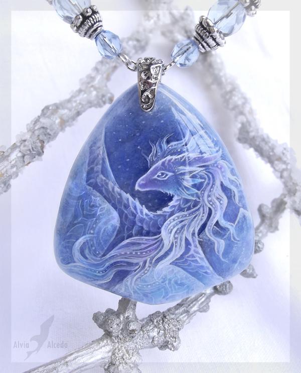 Lady Winter Stone Painting Necklace by Alvia Alcedo