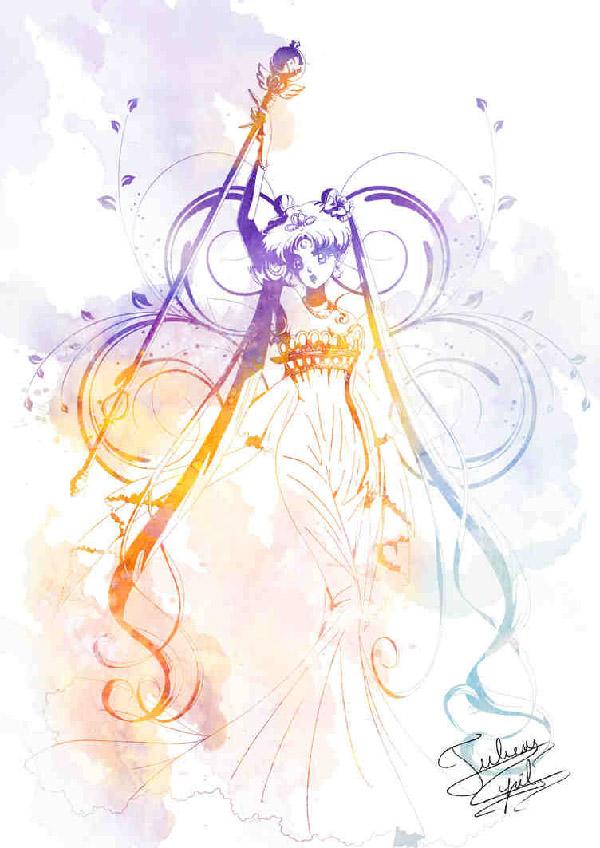 Simple yet colorful. This Sailor Moon art by Crisis-Cissou combines various colors in gradient giving the character life and at the same time keeping the entire drawing clean.
