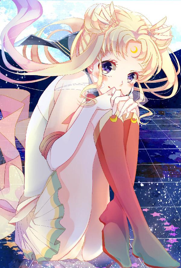 Sailor Moon being cute as always! As imagined by by トガシ＠仕事受付一時停止 on Pixiv. Blushing and somewhat giggling, it gives is the impression of a childlike and innocent girl that has been tasked to save the world.