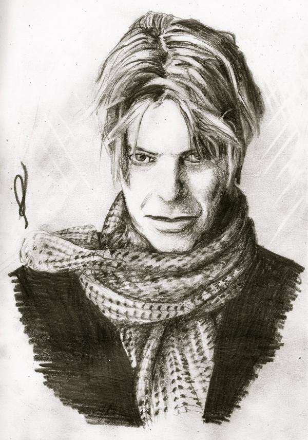 BOWIE A traditional drawing of the famous singer, David Bowie.