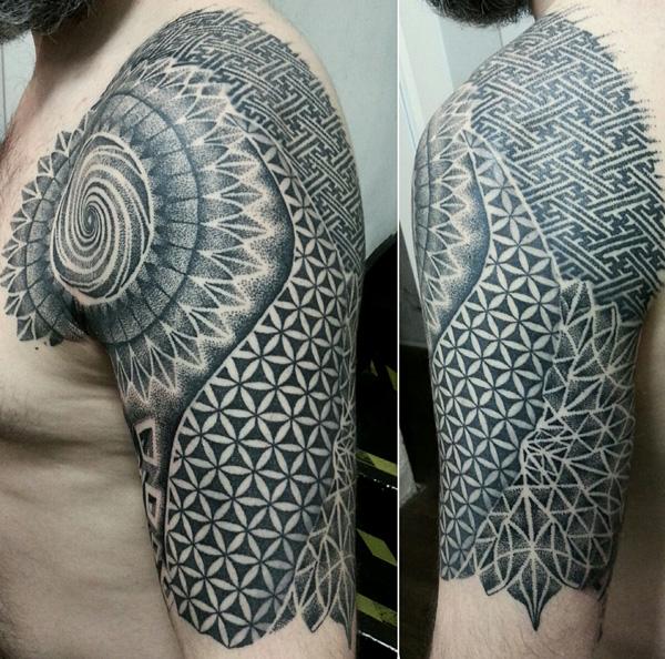 Dotwork half mandala tattoo on the wrist - Tattoogrid.net