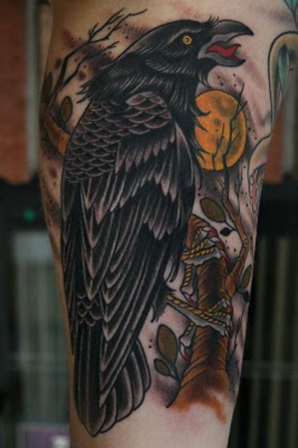 Tattoo design graphic raven crow old school Vector Image