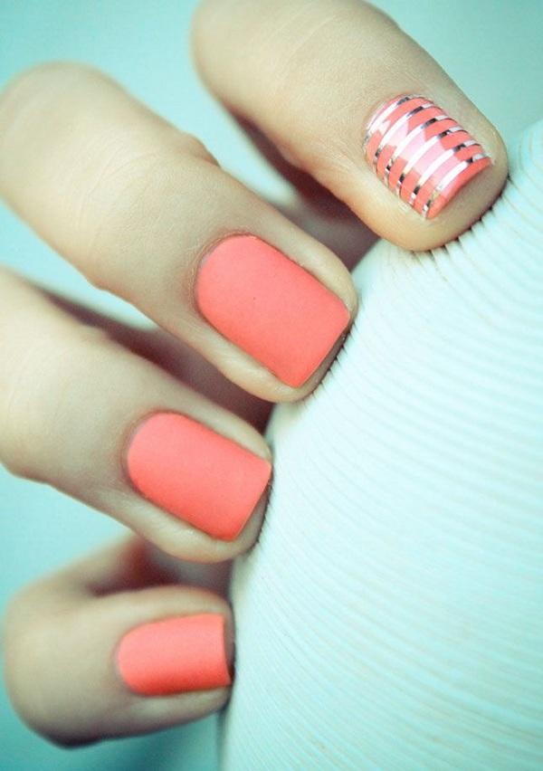 salmon color nail designs