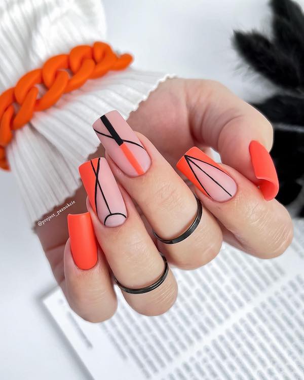 Orange on sale nail designs