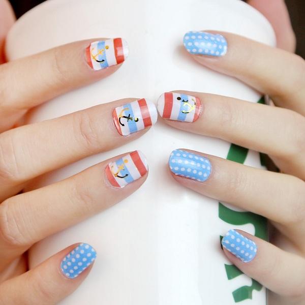 Anchor polka dots nail art polish - 600