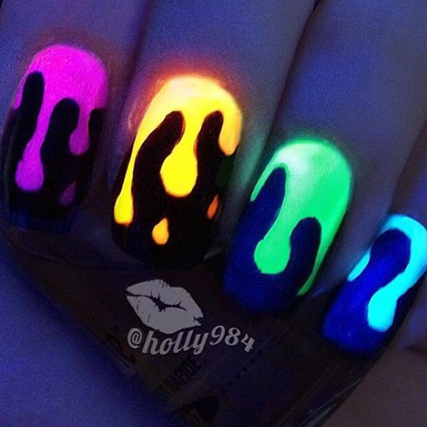 glow in the dark nails with designs