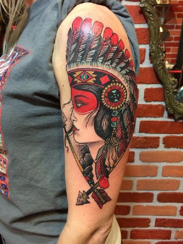 Tattoo tagged with: black and grey, big, sergiofernandez, women, native  american woman, native american, thigh, facebook, twitter, portrait, other  | inked-app.com