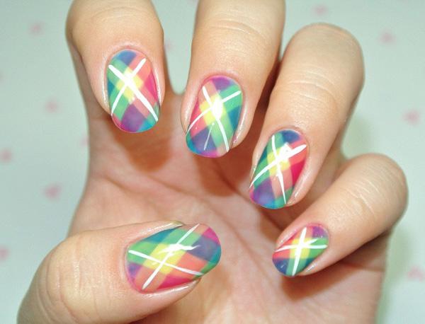 1. Pink Plaid Nail Art Tutorial - wide 4