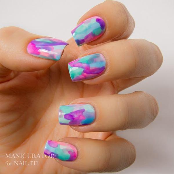 Watercolor Water Marble Nail Art-12