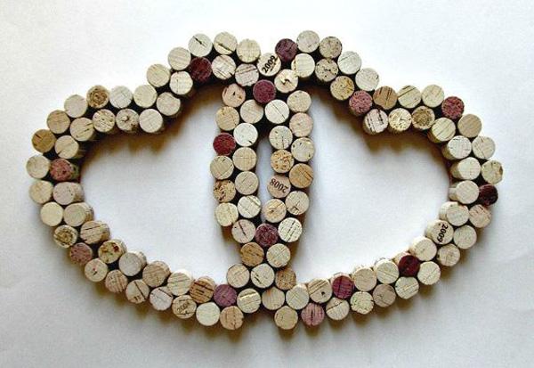 Wine Cork Heart Wall Decor - Two Intertwined Hearts - Wedding, Anniversary