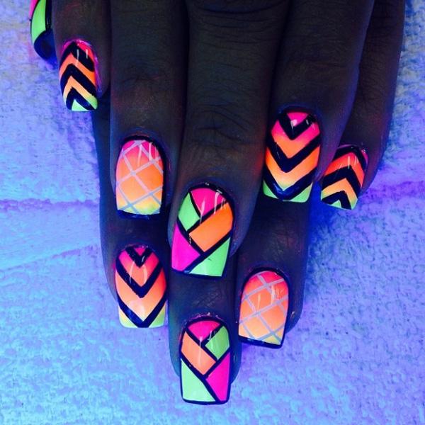 orange glow in the dark nails