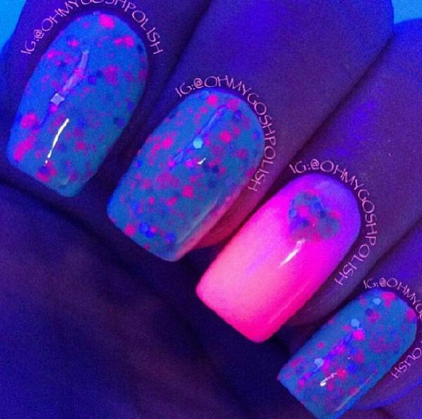 pink glow in the dark nails