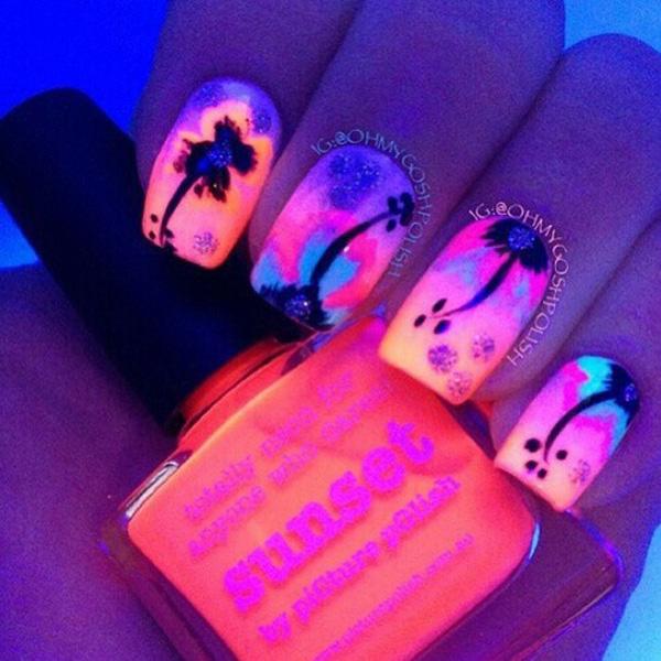 black glow in the dark nails