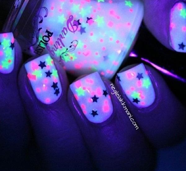 pink glow in the dark nails