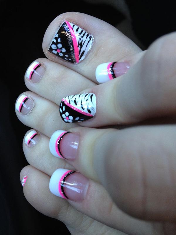 40 Eye-Catching Toe Nail Art Designs : Red Love Heart Pink Toe Nails