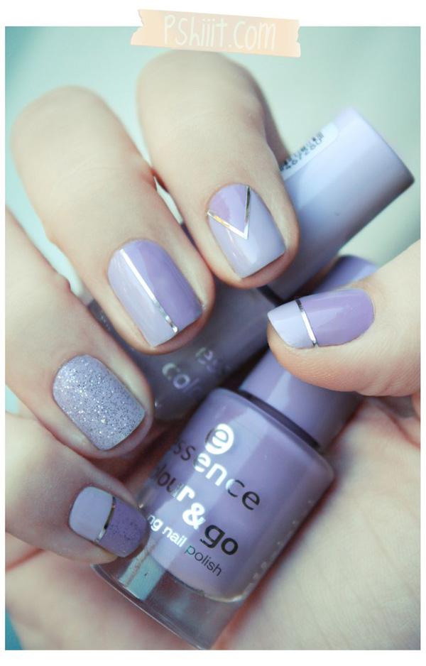 lavender color metallic manicures