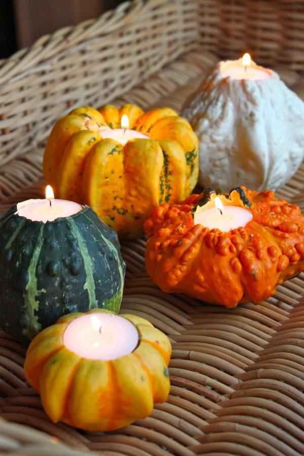 Gourd candle holders.