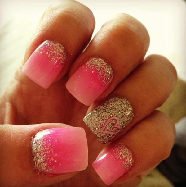 Pink Spring Nails | Pink Ombre Glitter Rhinestones French Tips Press O –  3rdpartypeople