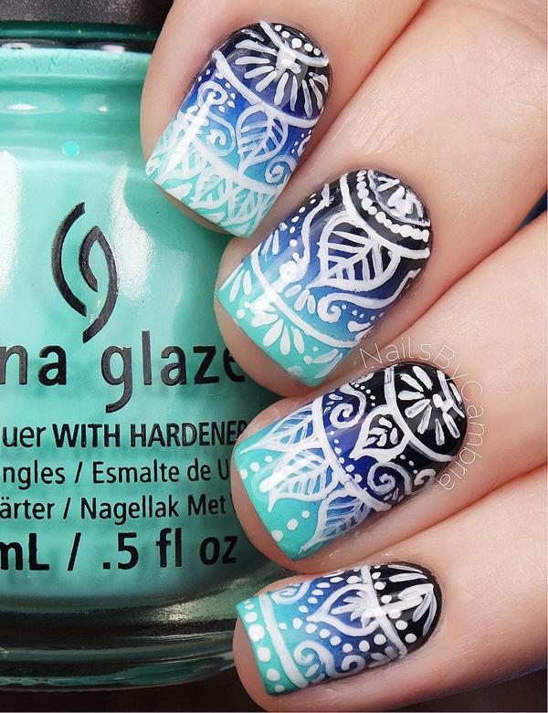 50 Blue Nail Art Designs Cuded