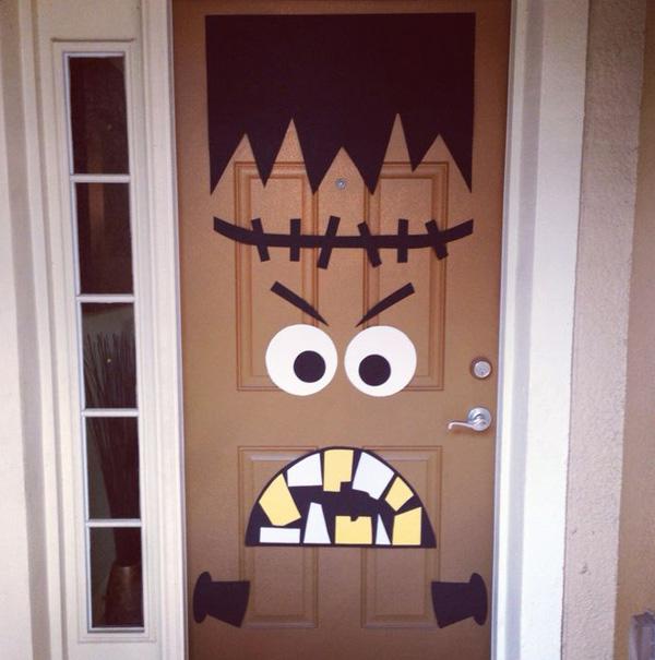Front door Halloween decor! DIY Frankenstein