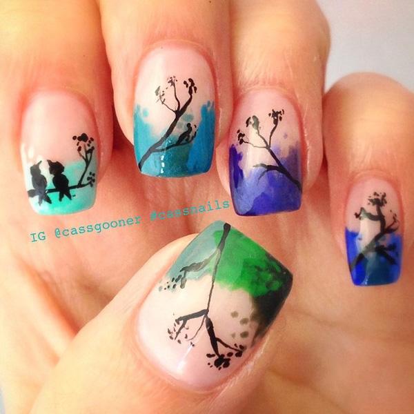 Watercolor nail art-12