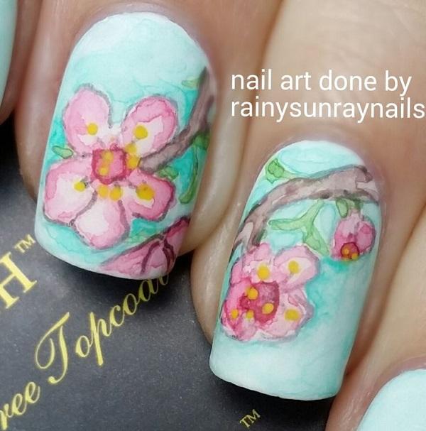 Watercolor nail art-38