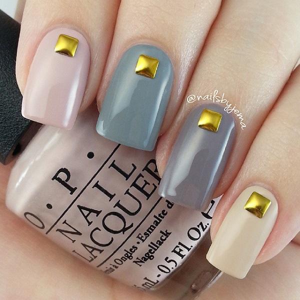 Gold and gray nail designs