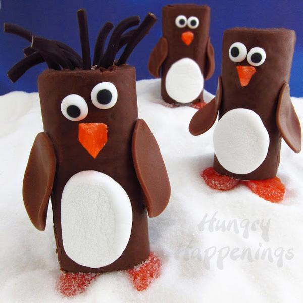 Penguin Snack Cake chocolate Little Debbie Swiss Roll Penguins Hostess Ho Ho Penguins Christmas edible craft