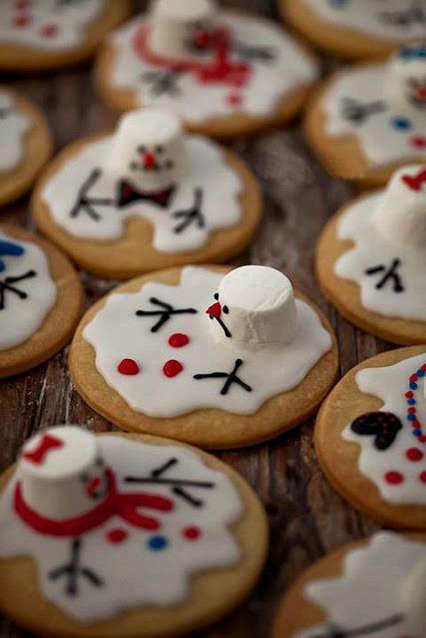 Super Cute Melted Snowman Cookies